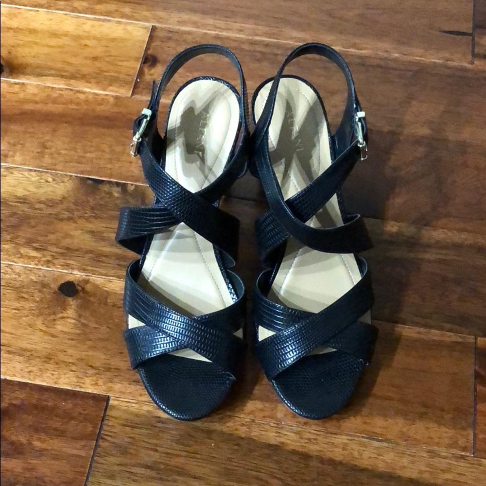 Alfani black strappy heels